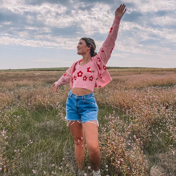 Bailey Rose Strawberry Flower Tank & Cardigan Sweater Set - Picture 3 of 4
